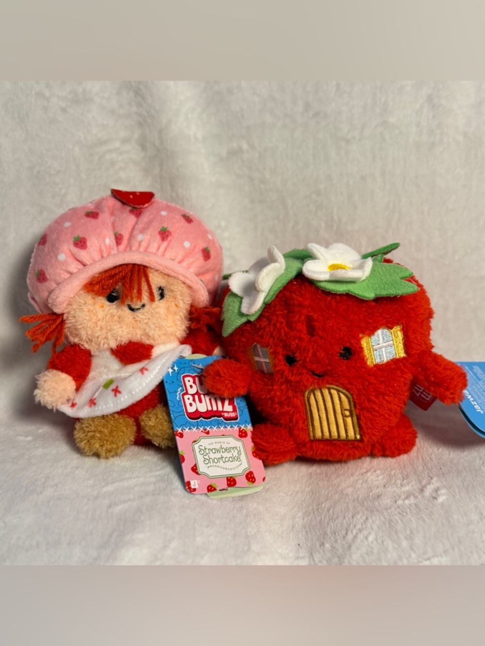 Bum Bumz Cute Strawberry Shortcake Mini 4.5" Plush Figure & House Plush Set of 2